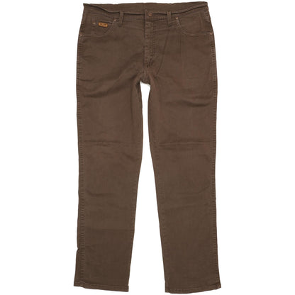Wrangler Texas Men Brown Straight Regular Stretch Jeans W38 L34 (106197)