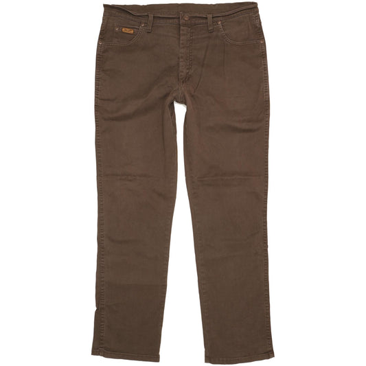 Wrangler Texas Men Brown Straight Regular Stretch Jeans W38 L34 (106197)