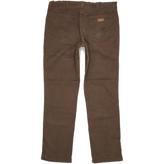 Wrangler Texas Men Brown Straight Regular Stretch Jeans W38 L34 (106197)