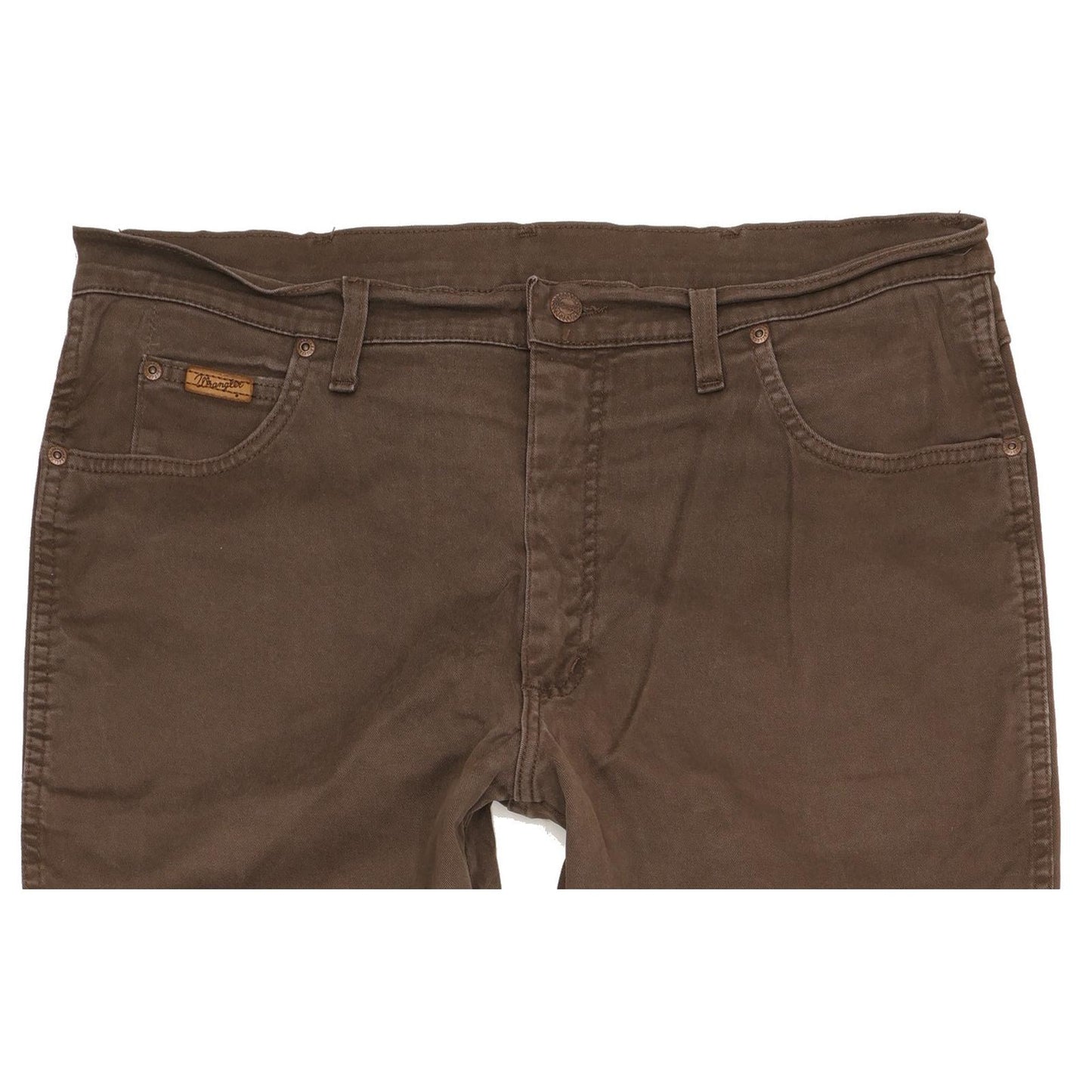 Wrangler Texas Men Brown Straight Regular Stretch Jeans W38 L34 (106197)