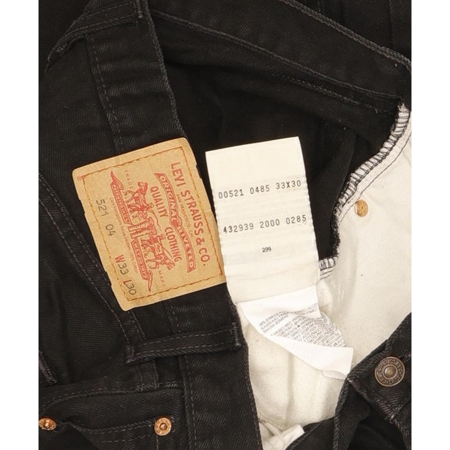 Levi's 521 Men Black Straight Regular Jeans W33 L29 (106199)