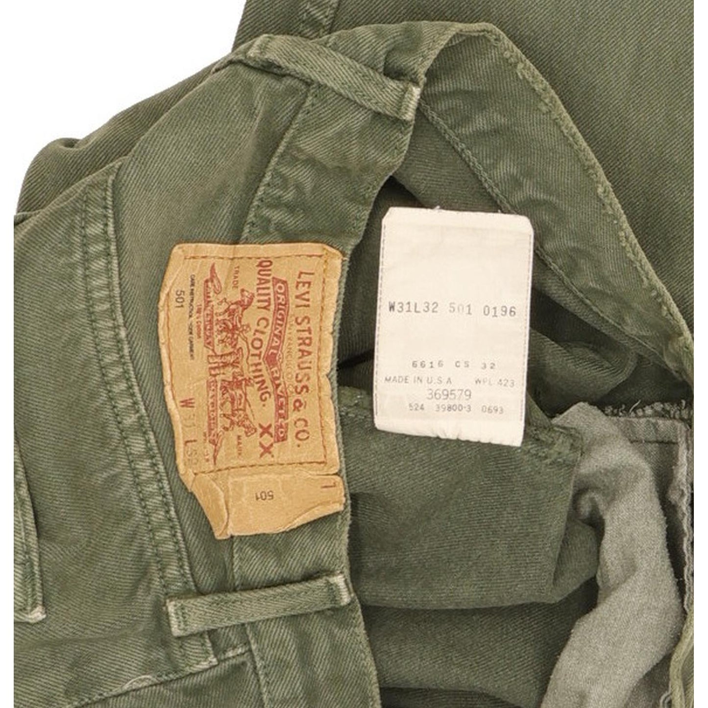 Levi's 501 Made in USA Men Green Straight Regular Jeans W31 L32 (106207)