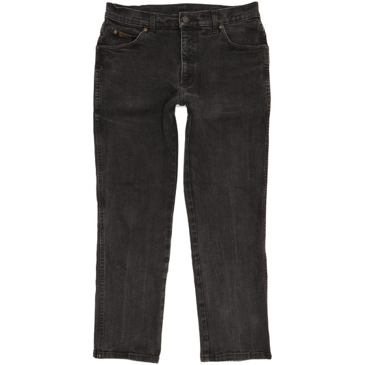 Wrangler Texas Men Black Straight Regular Stretch Jeans W34 L29 (106213)