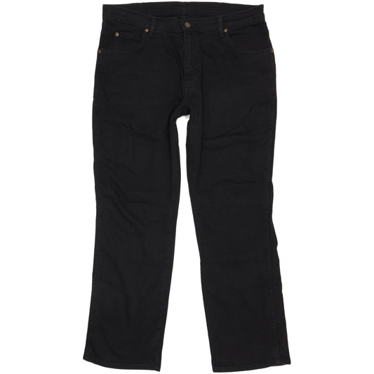 Wrangler Durable Quality Men Black Straight Regular Stretch Jeans W36 L30 (106214)