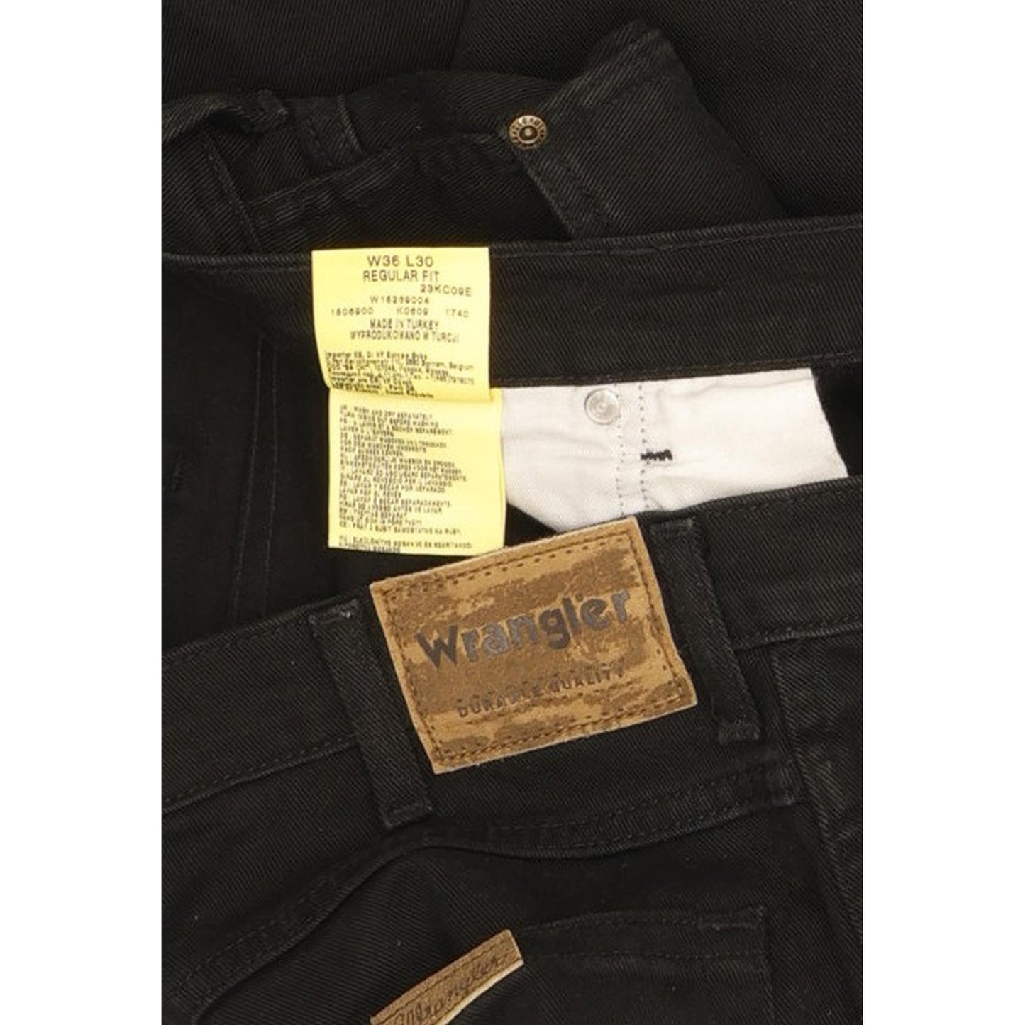 Wrangler Durable Quality Men Black Straight Regular Stretch Jeans W36 L30 (106214)
