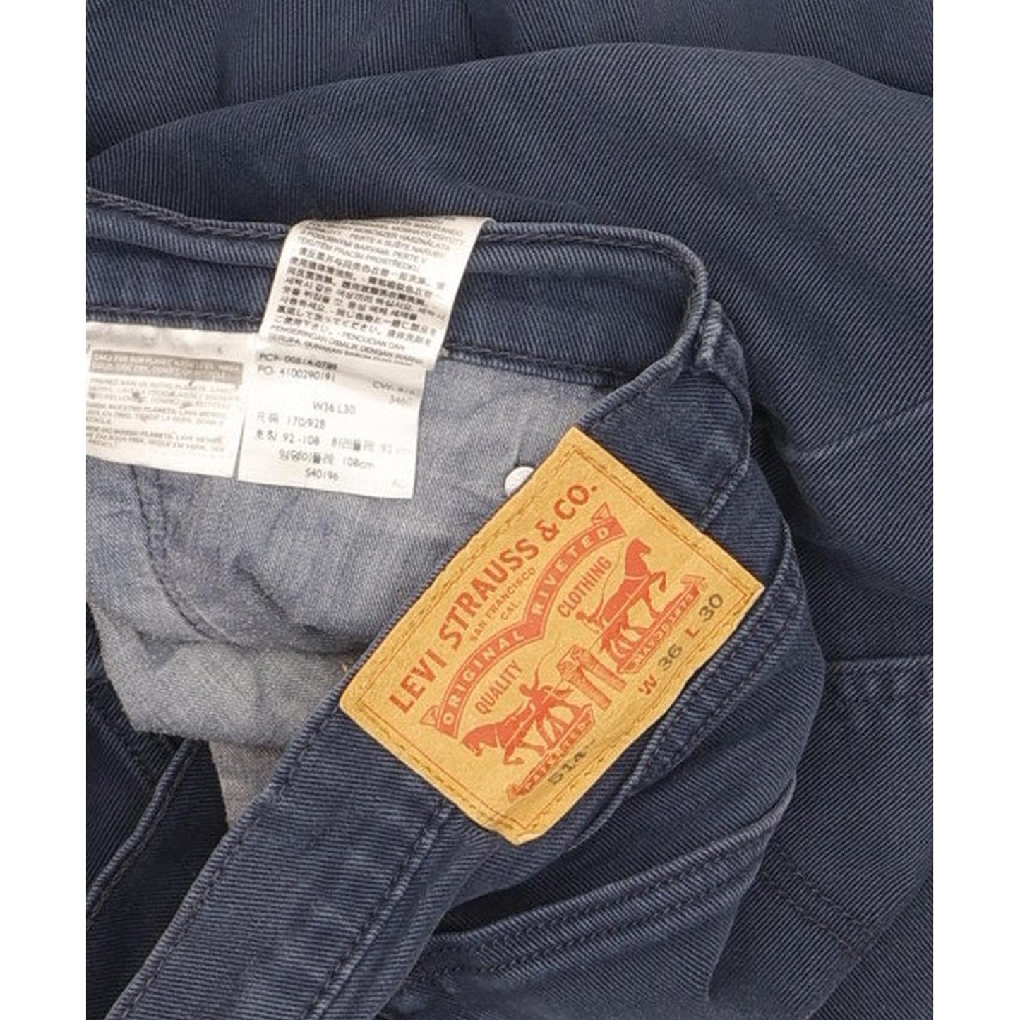 Levi's 514 Men Navy Straight Slim Stretch Jeans W36 L30 (106243)