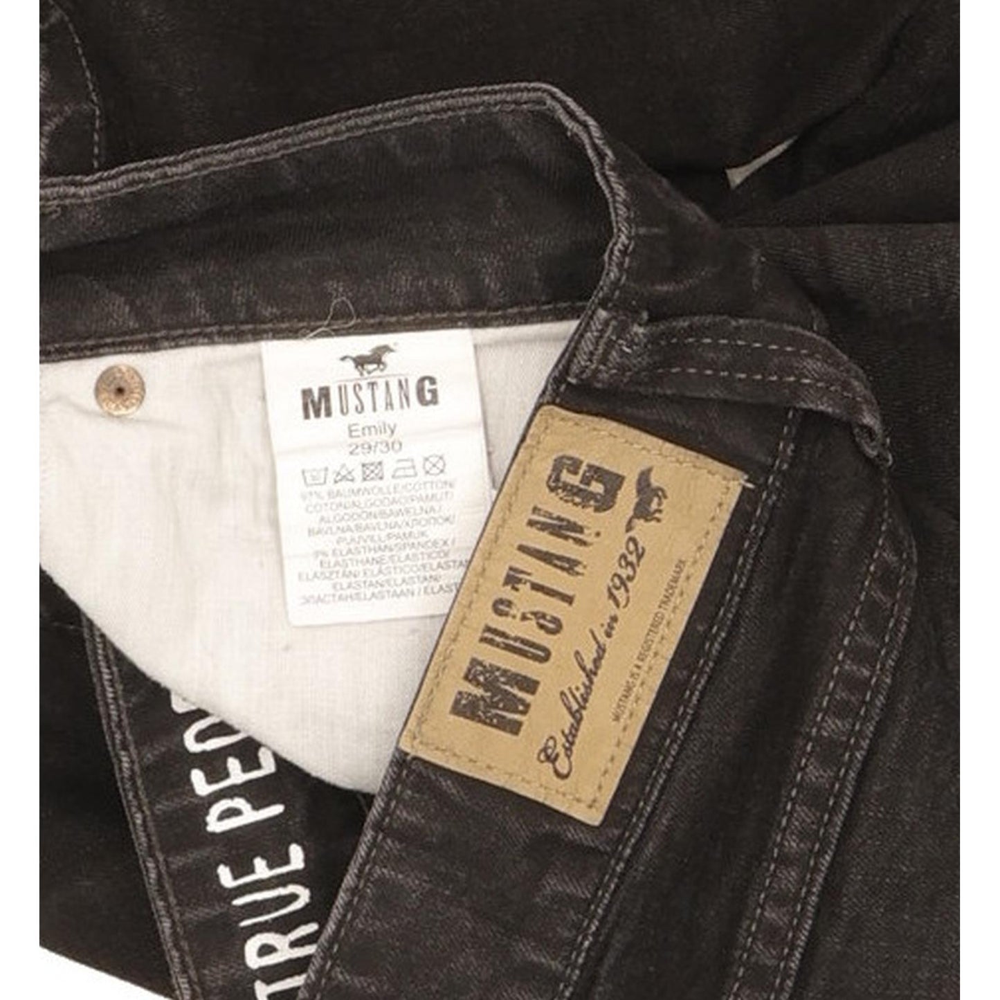 Mustang Emily Women Black Straight Regular Stretch Jeans W29 L29