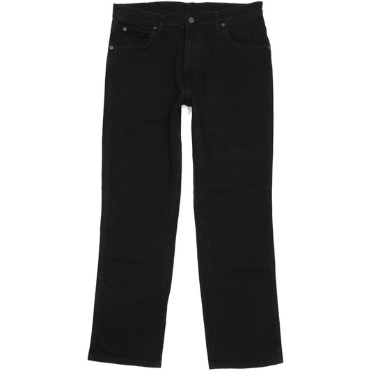 Wrangler Durable Quality Men Black Straight Regular Stretch Jeans W34 L31