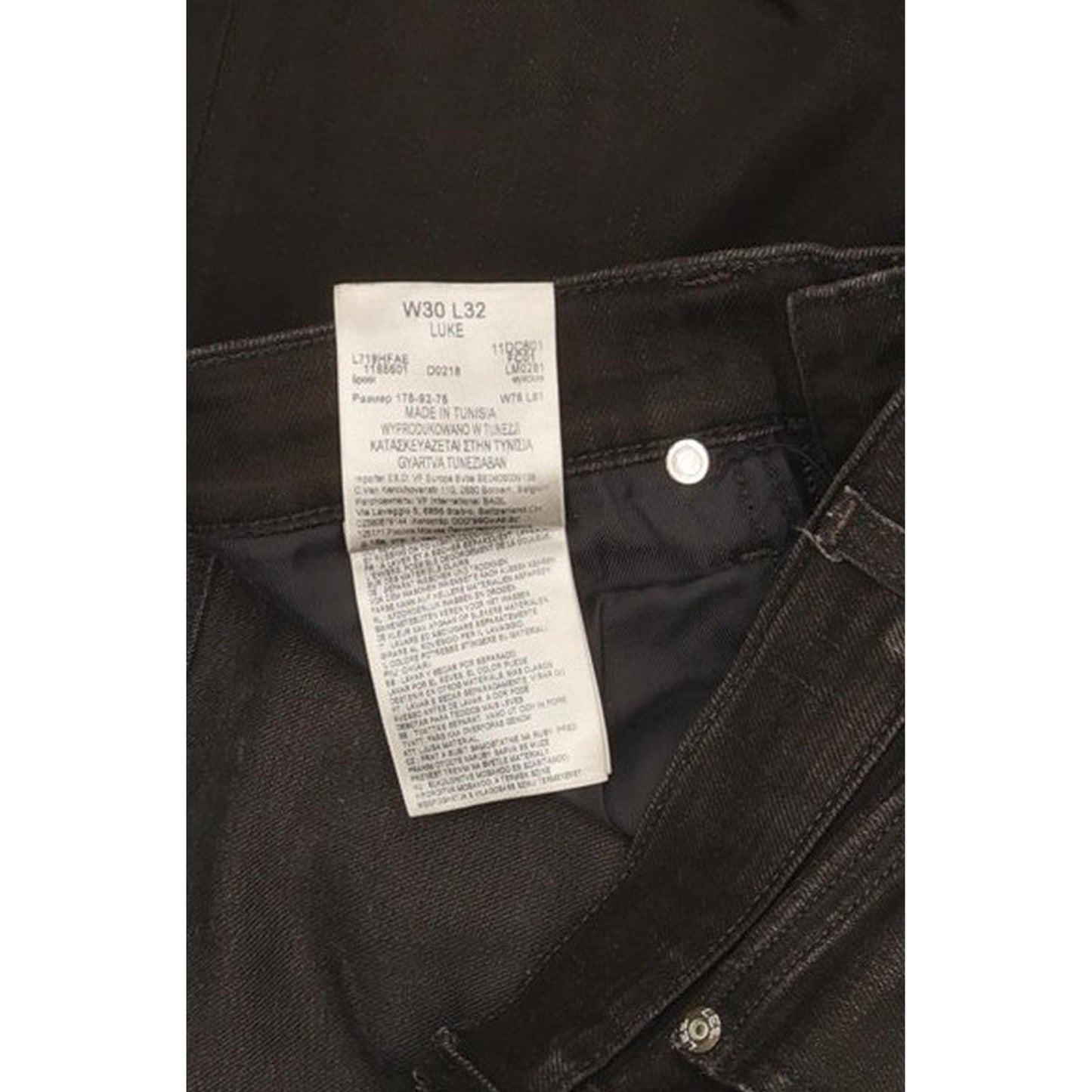 Lee Luke Men Black Skinny Slim Stretch Jeans W30 L32