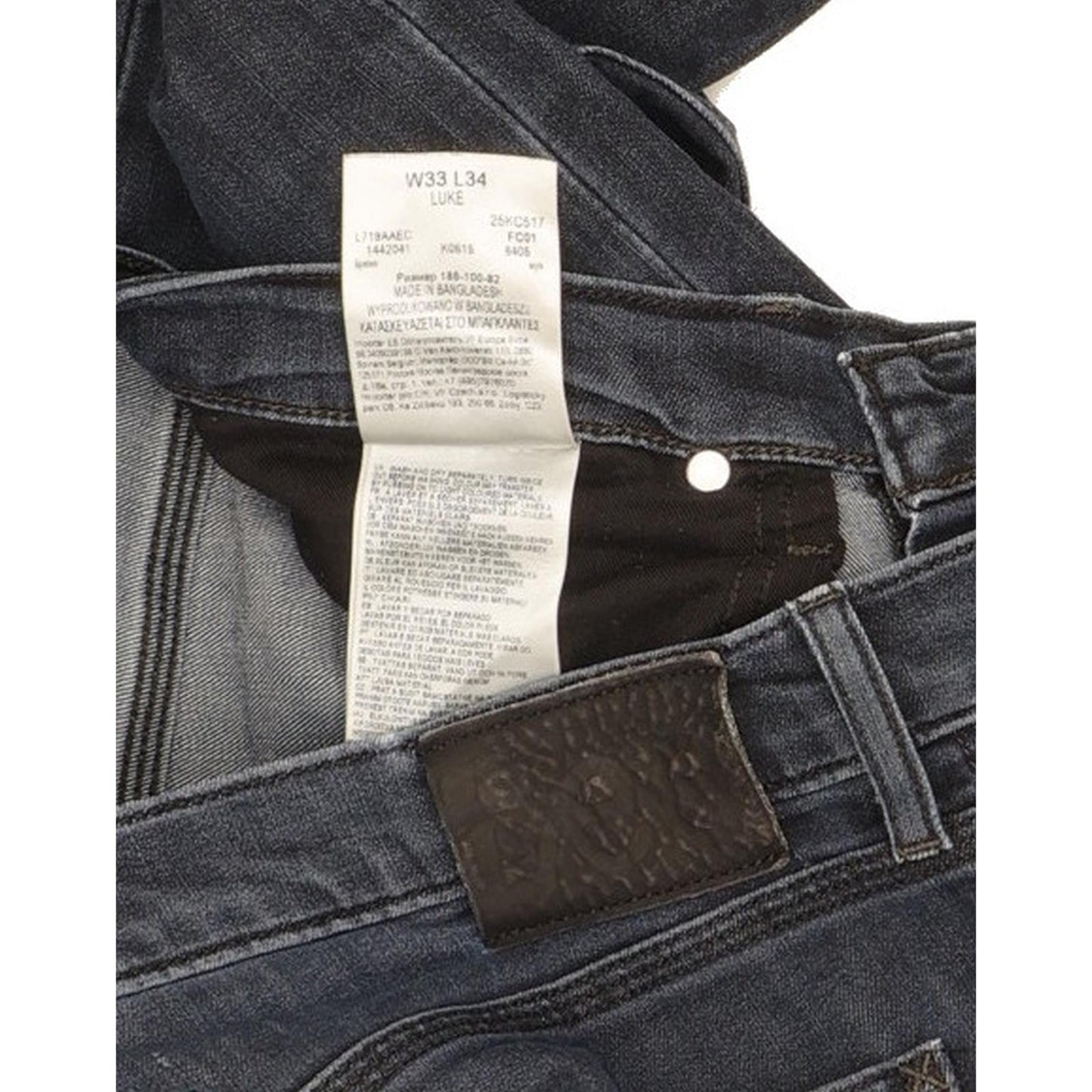 Lee Luke Men Navy Skinny Slim Stretch Jeans W33 L33