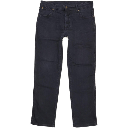 Wrangler Durable Quality Men Navy Straight Regular Stretch Jeans W34 L31