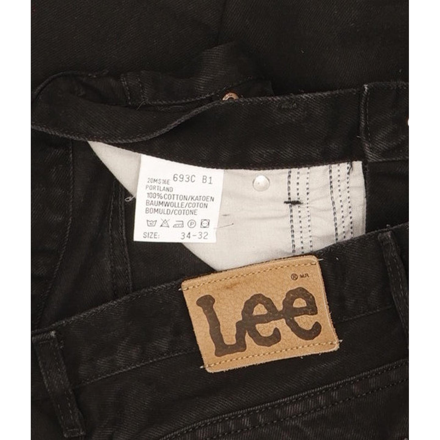 Lee Portland Men Black Straight Regular Jeans W34 L32