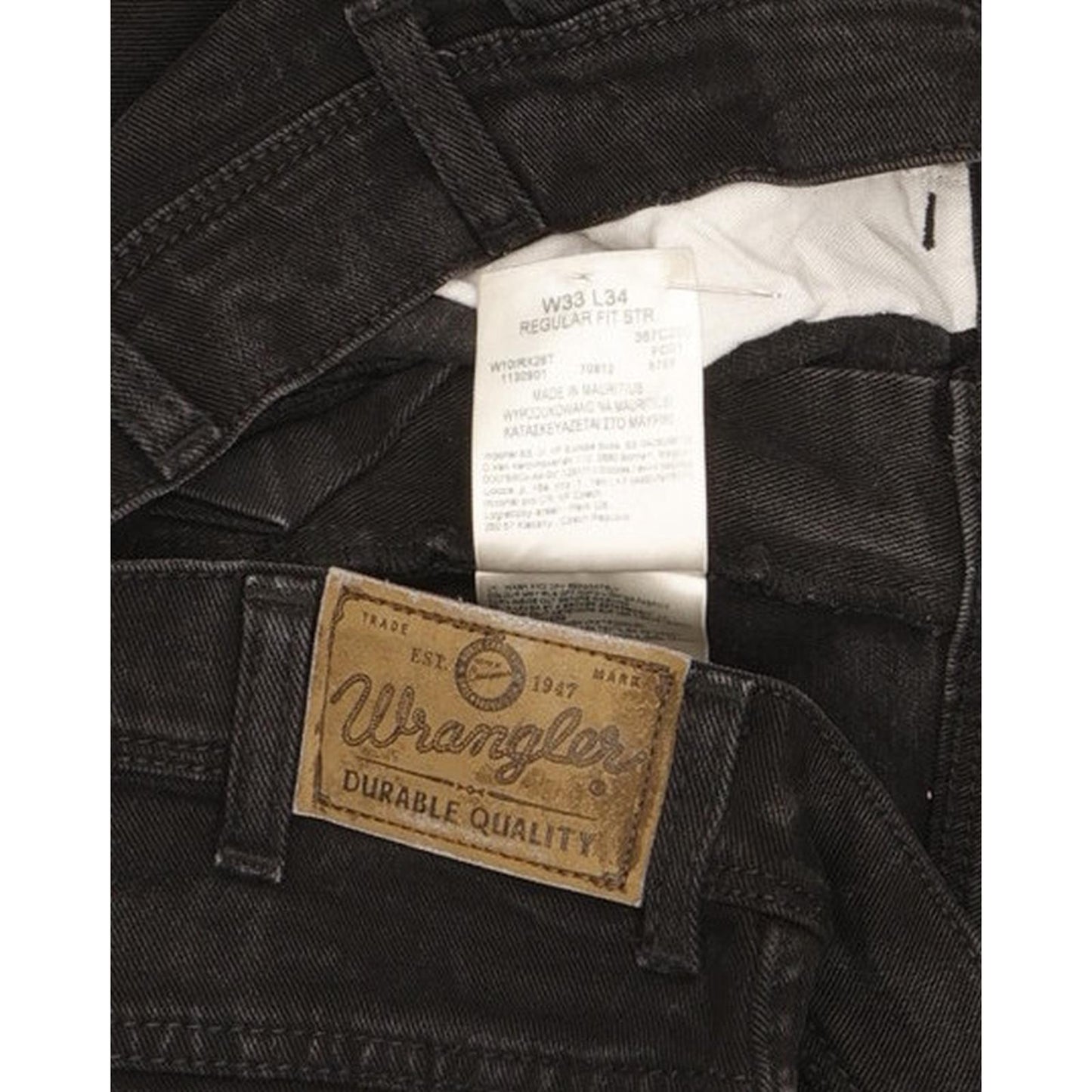 Wrangler Durable Quality Men Black Straight Regular Stretch Jeans W33 L33