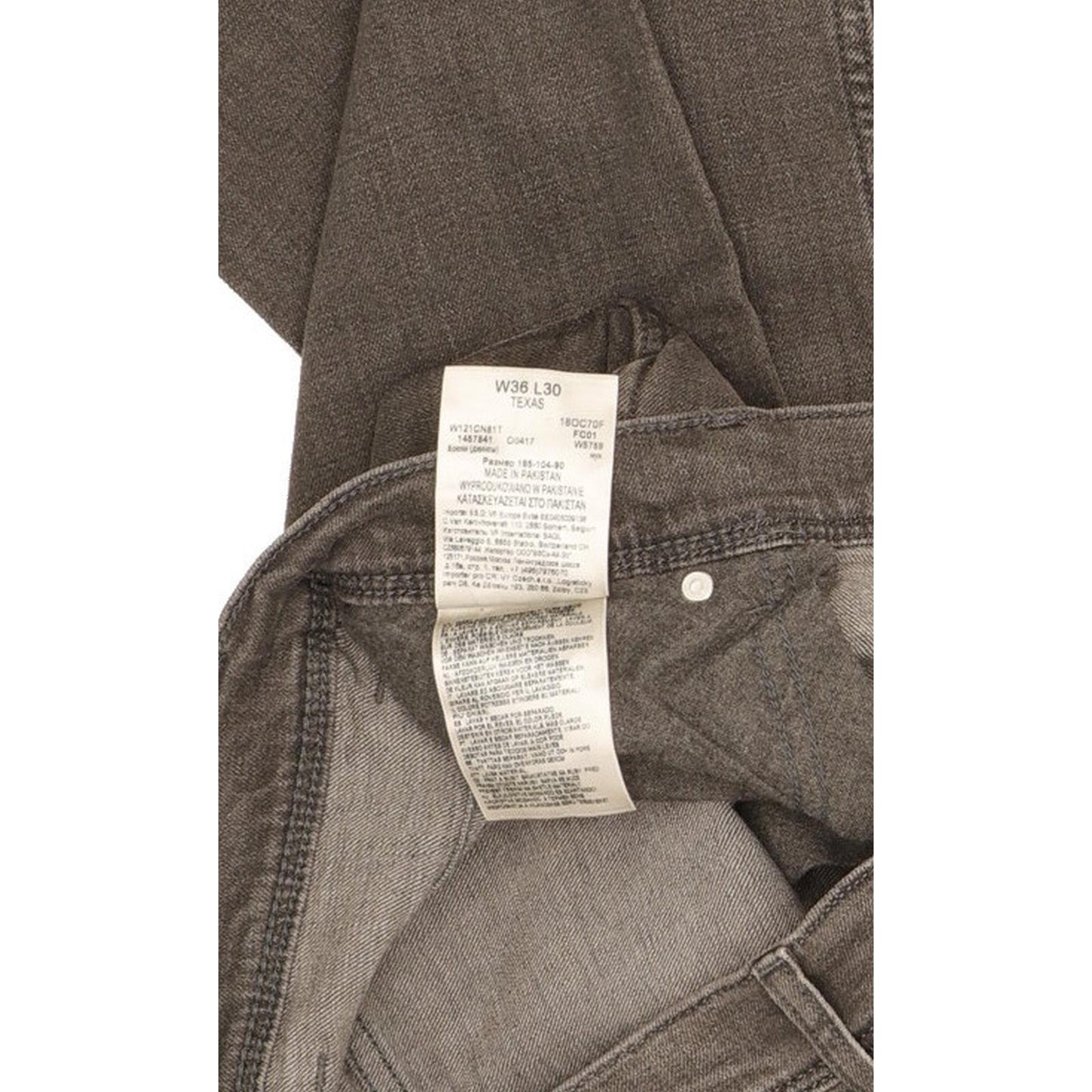 Wrangler Texas Men Grey Straight Regular Stretch Jeans W36 L30