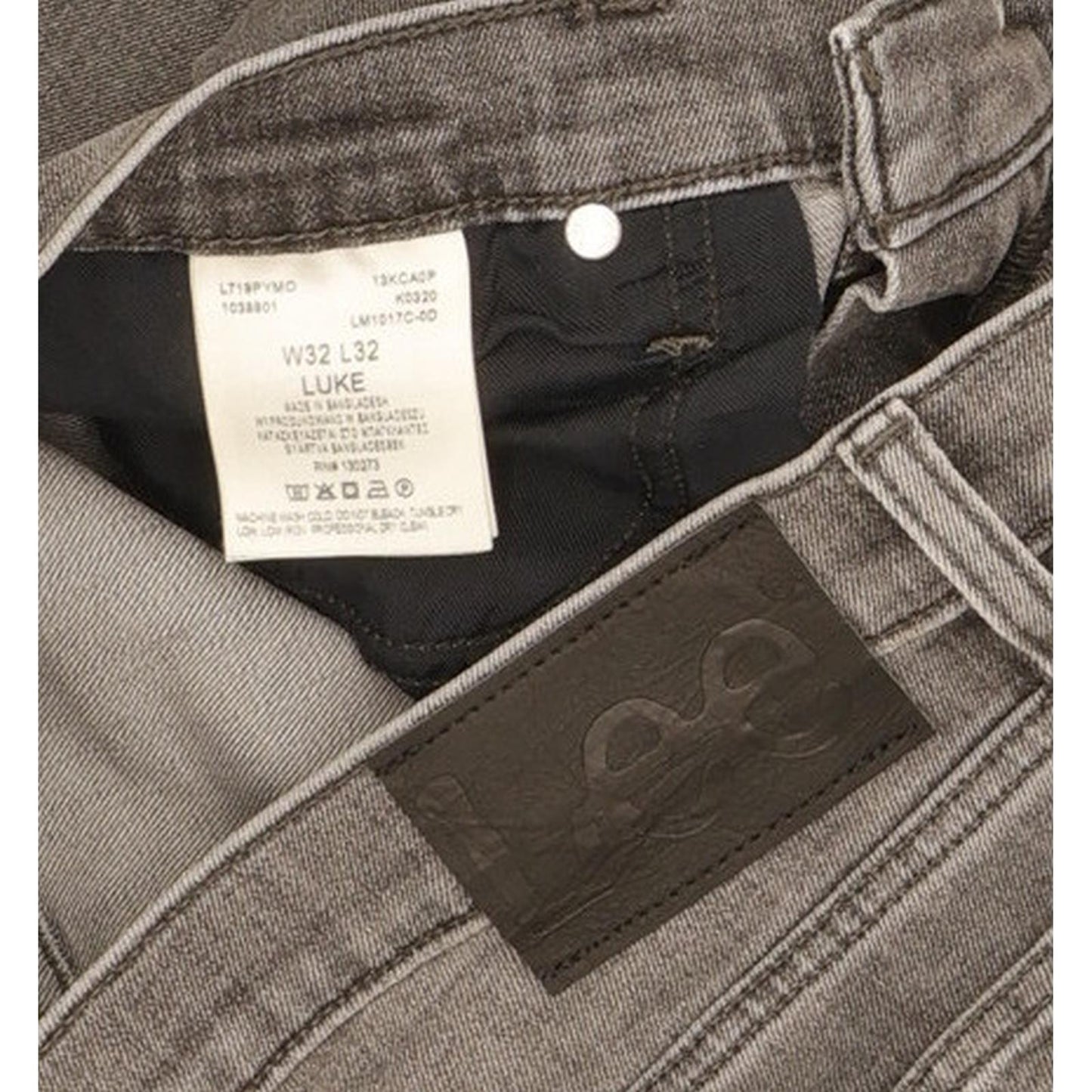 Lee Luke Men Grey Skinny Slim Stretch Jeans W32 L30