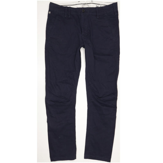 G-Star Vetar Men Navy Straight Regular Chino Stretch Jeans W34 L32