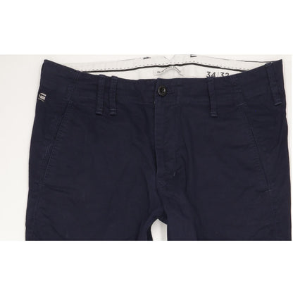 G-Star Vetar Men Navy Straight Regular Chino Stretch Jeans W34 L32