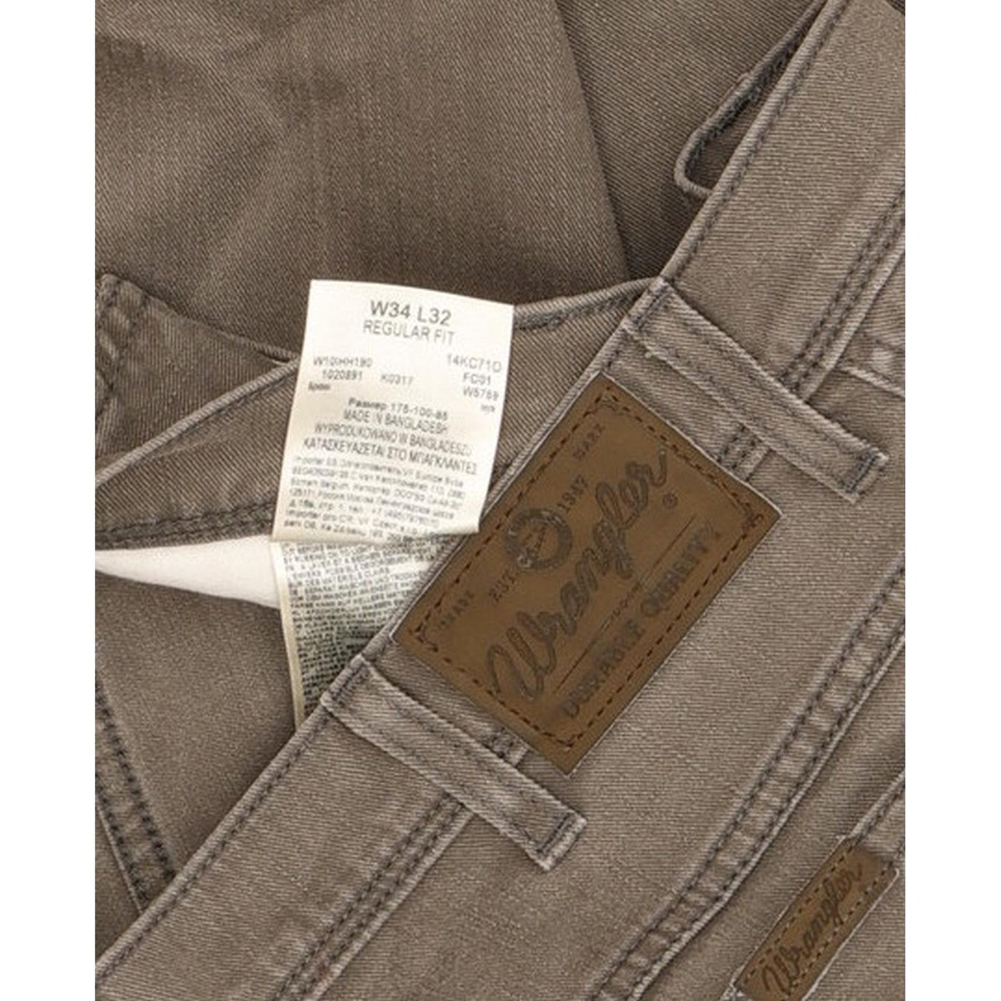 Wrangler Durable Quality Men Grey Straight Regular Stretch Jeans W34 L32