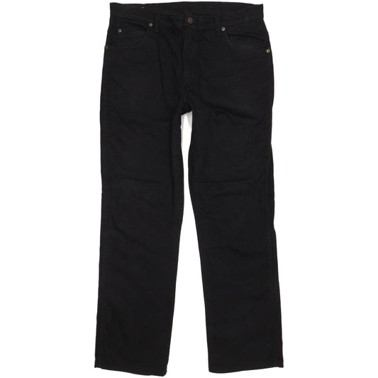 Wrangler Durable Quality Men Black Straight Regular Stretch Jeans W36 L32