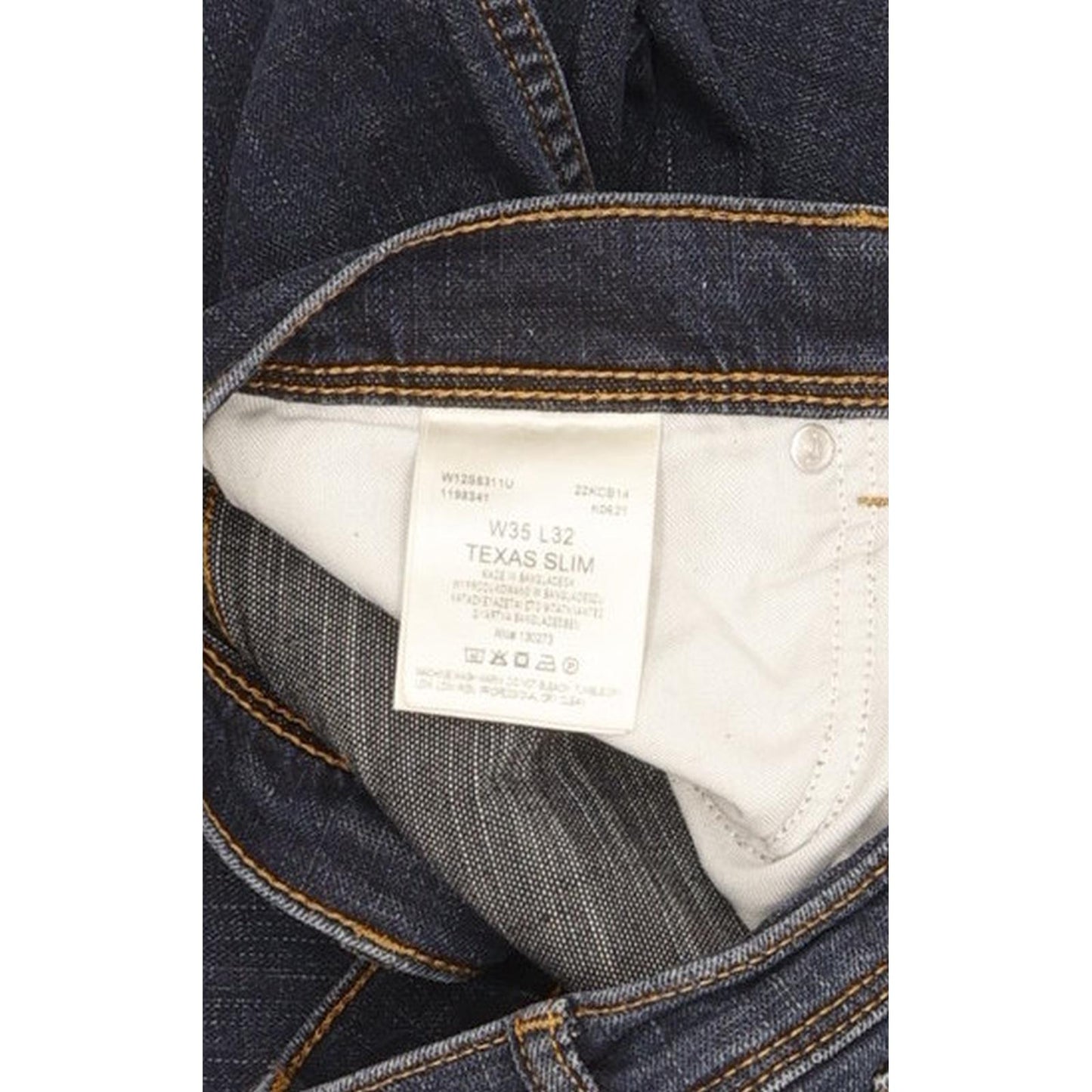 Wrangler Texas Men Blue Straight Slim Stretch Jeans W35 L32