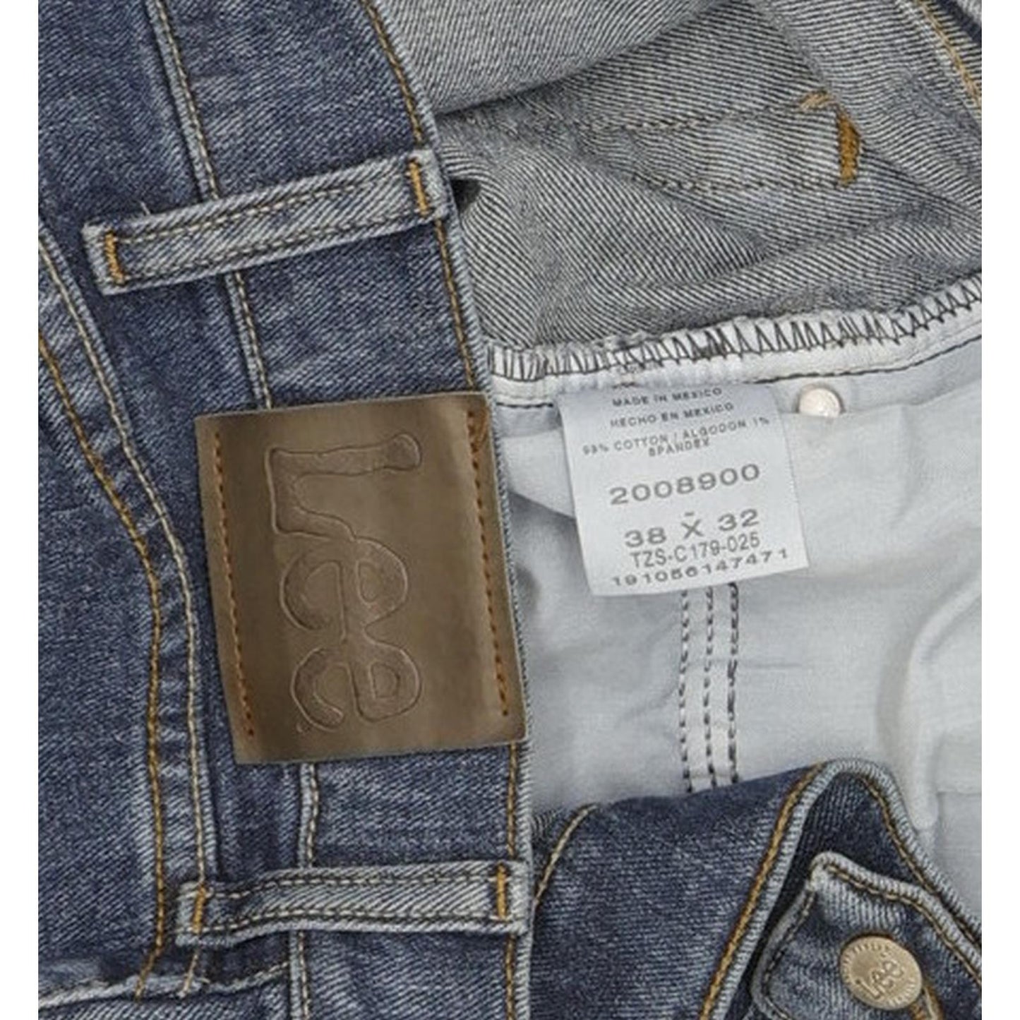 Lee Men Blue Straight Regular Stretch Jeans W38 L32