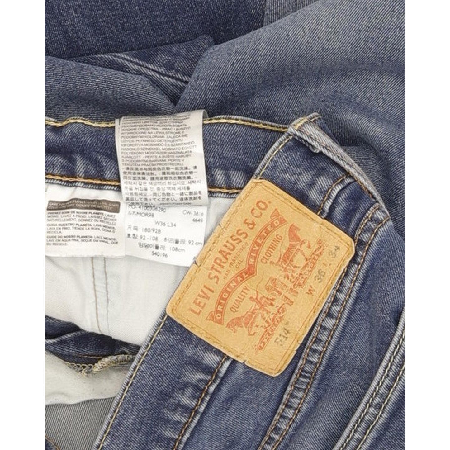 Levi's 514 Men Blue Straight Slim Stretch Jeans W36 L33