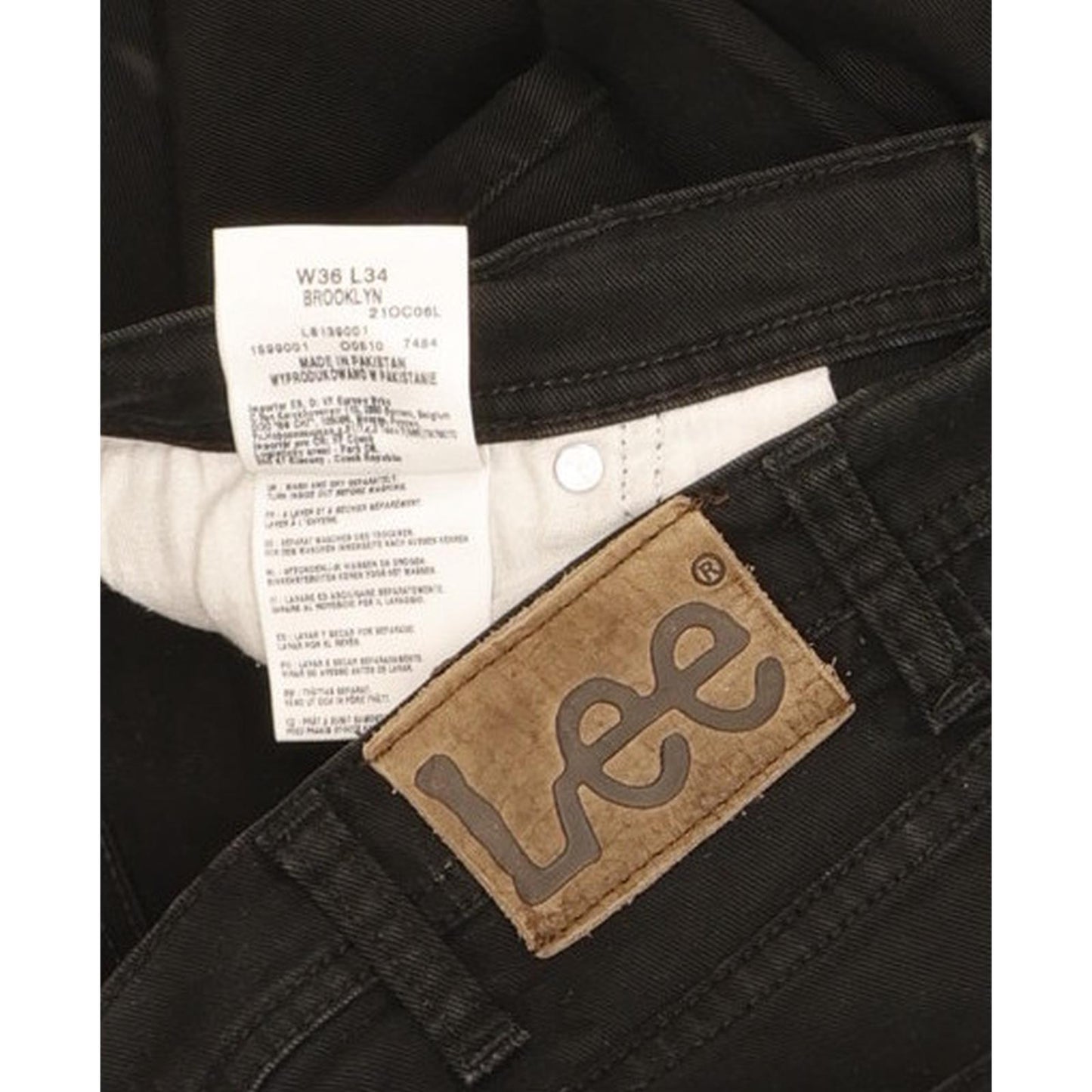 Lee Brooklyn Men Black Straight Regular Stretch Jeans W36 L31