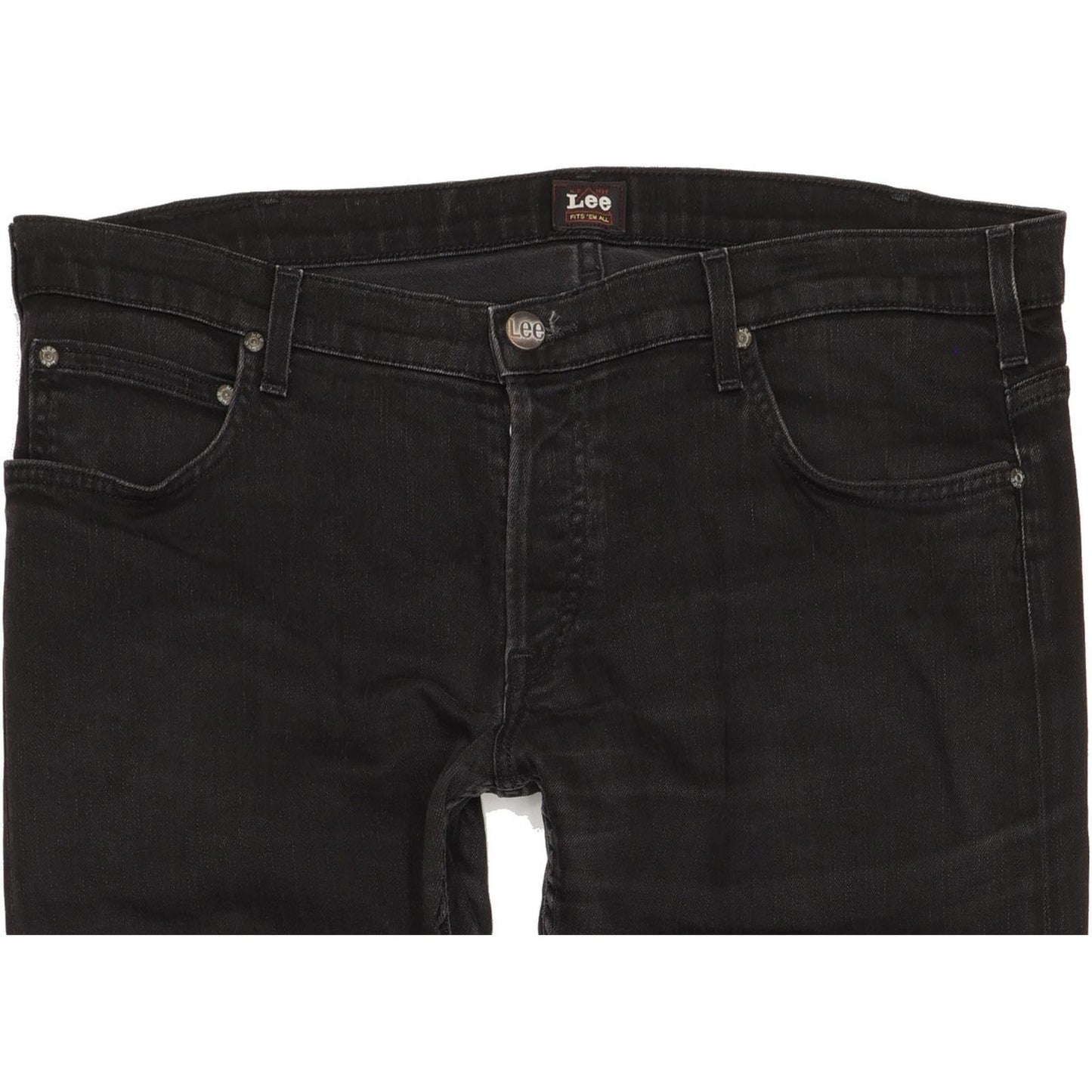 Lee Powell Men Black Straight Slim Stretch Jeans W38 L32