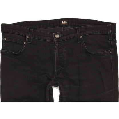 Lee Powell Men Black Straight Slim Stretch Jeans W38 L32