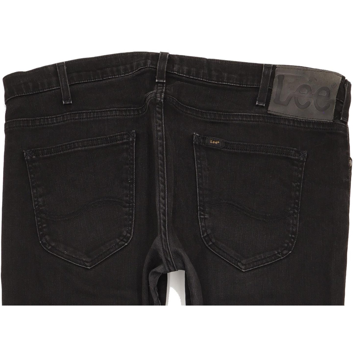 Lee Powell Men Black Straight Slim Stretch Jeans W38 L32
