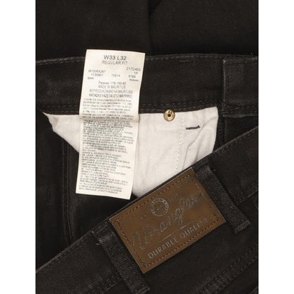 Wrangler Durable Quality Men Black Straight Regular Stretch Jeans W33 L32