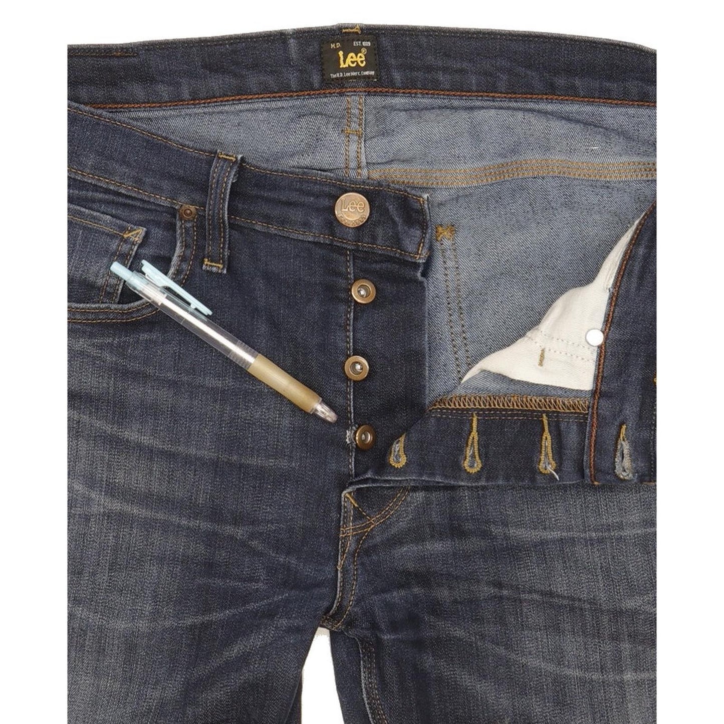Lee Men Blue Straight Regular Stretch Jeans W32 L32