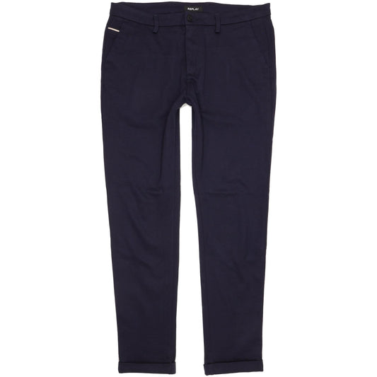 Replay Navy Skinny Slim Stretch Trousers High Waisted W34 L32