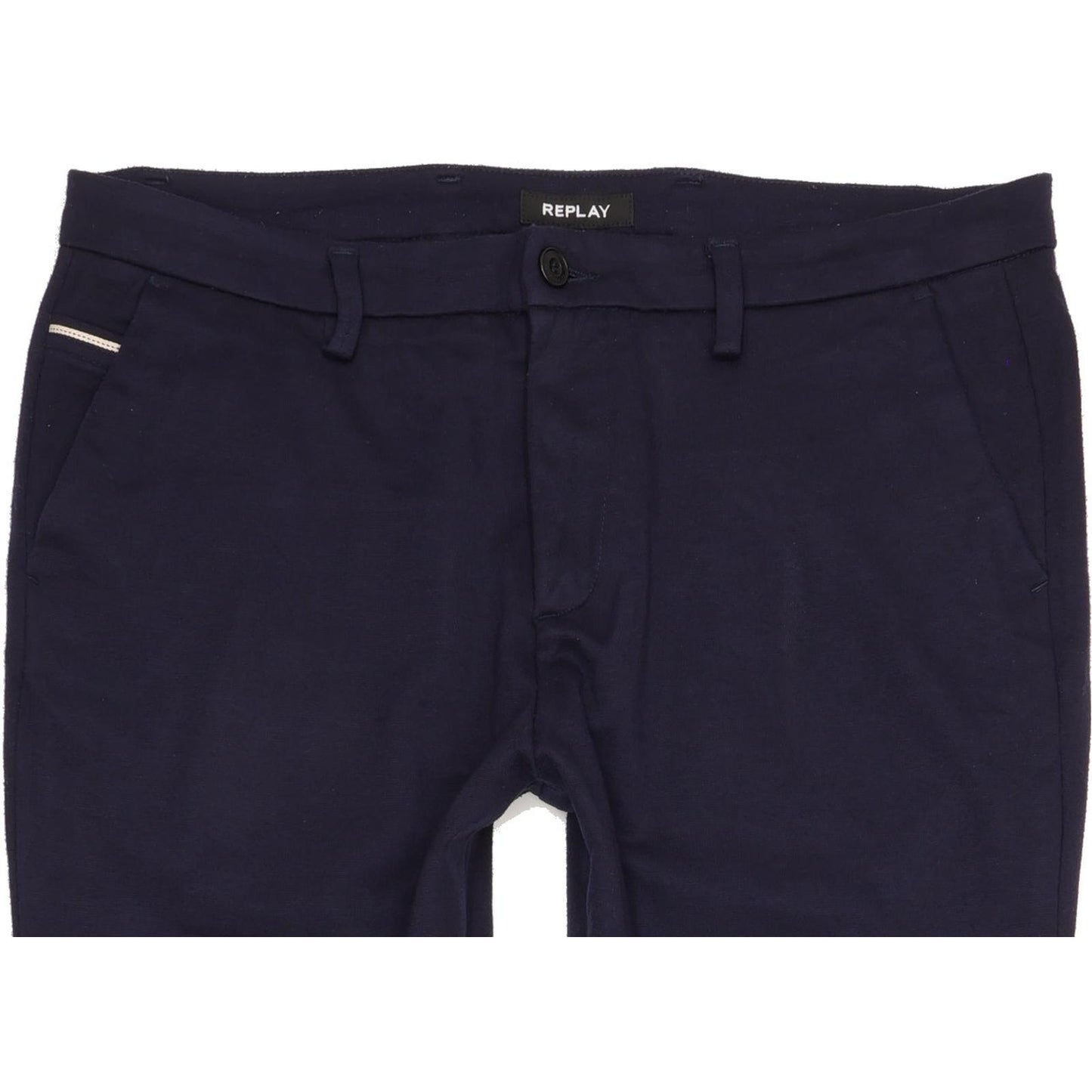 Replay Navy Skinny Slim Stretch Trousers High Waisted W34 L32