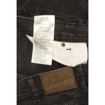 Wrangler Durable Quality Men Black Straight Regular Stretch Jeans W38 L32
