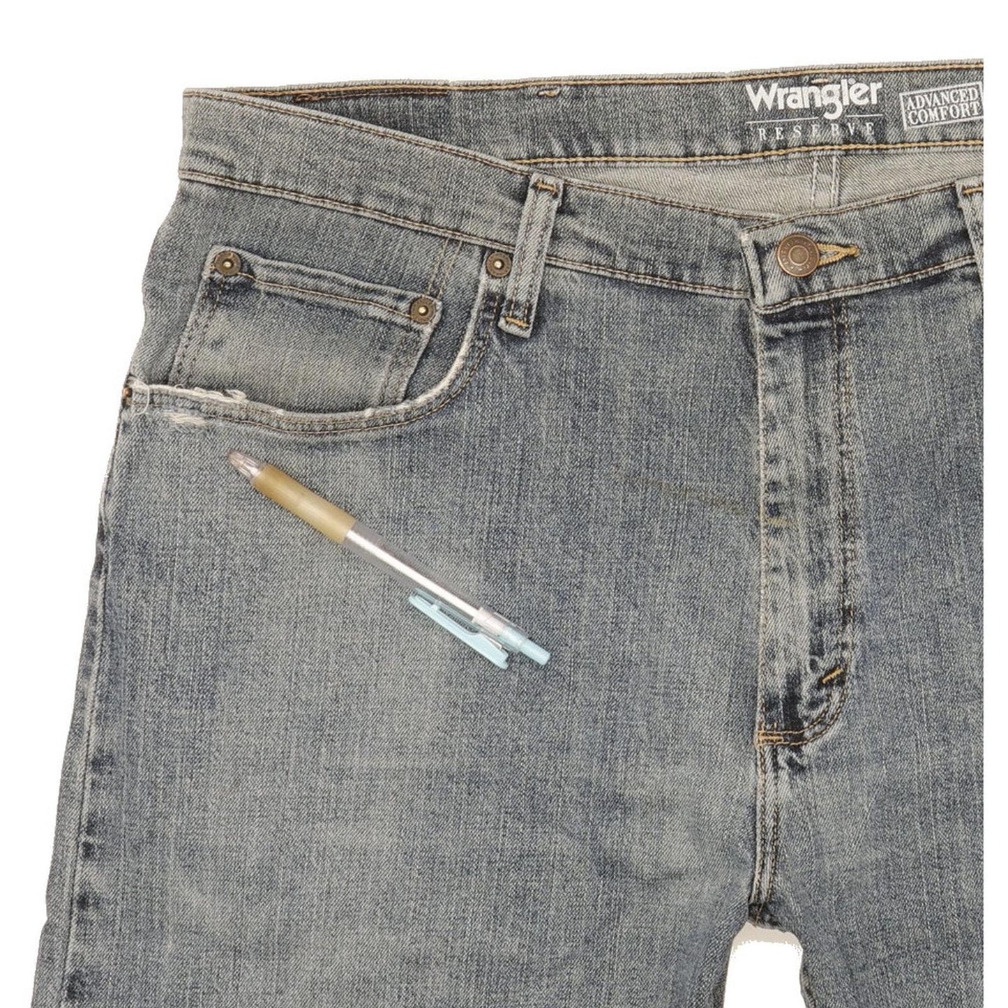 Wrangler Men Blue Straight Regular Stretch Jeans W37 L29
