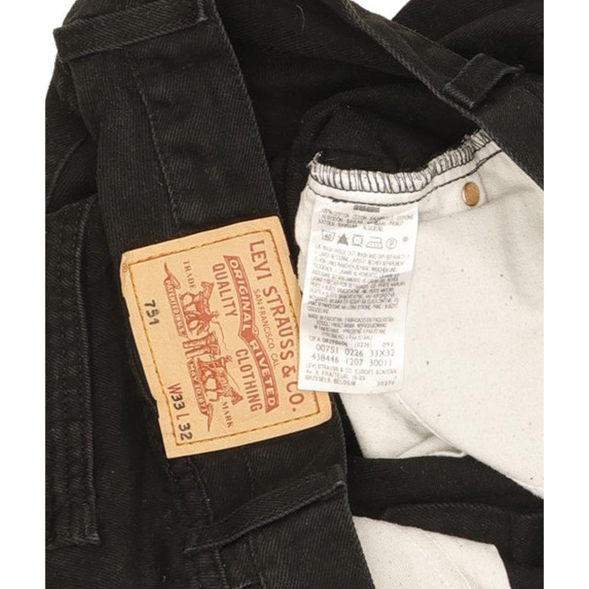Levi's 751 Men Black Straight Regular Jeans W33 L32