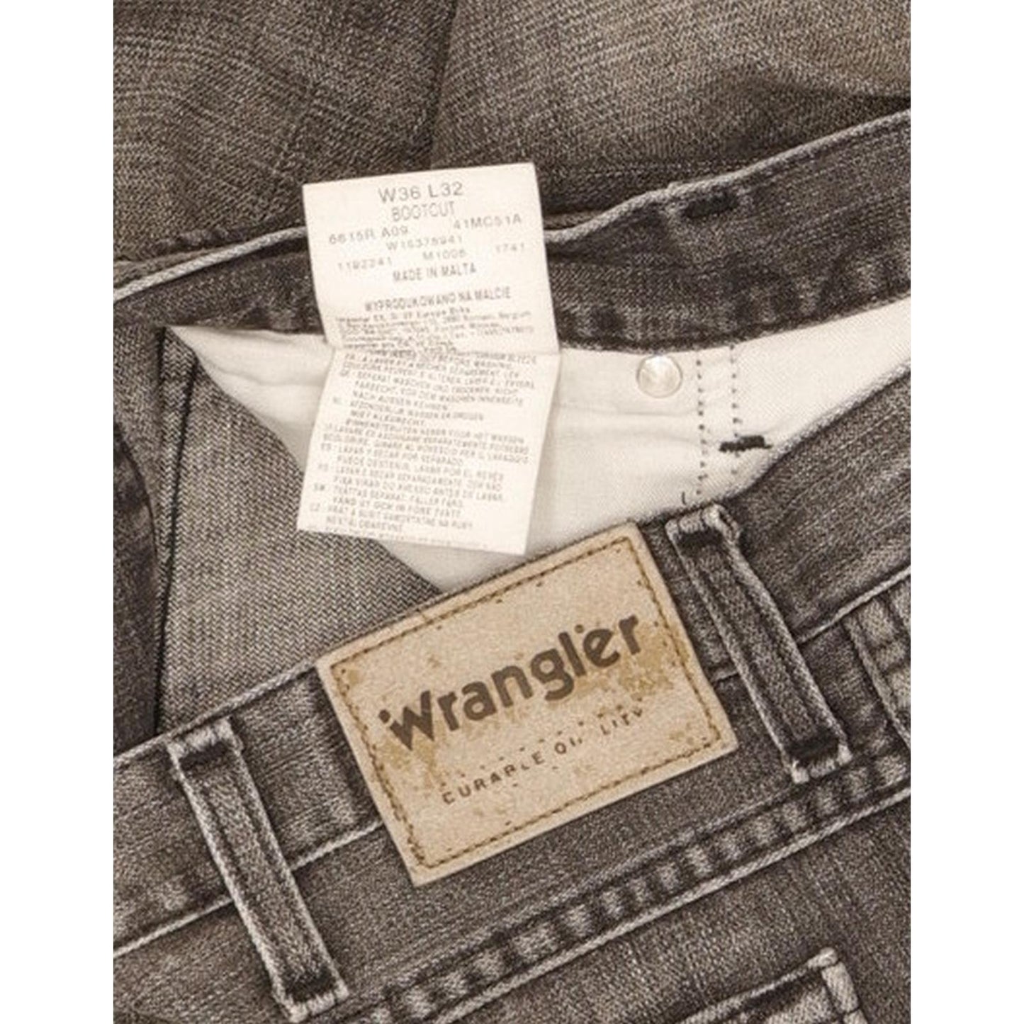 Wrangler Durable Quality Men Grey Bootcut Regular Jeans W37 L32