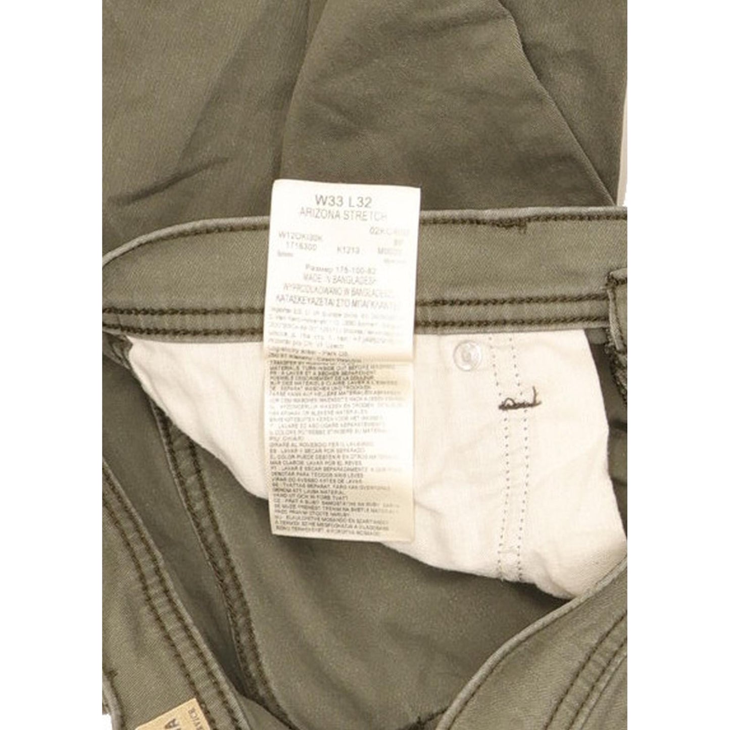 Wrangler Arizona Men Green Straight Regular Stretch Jeans W33 L32