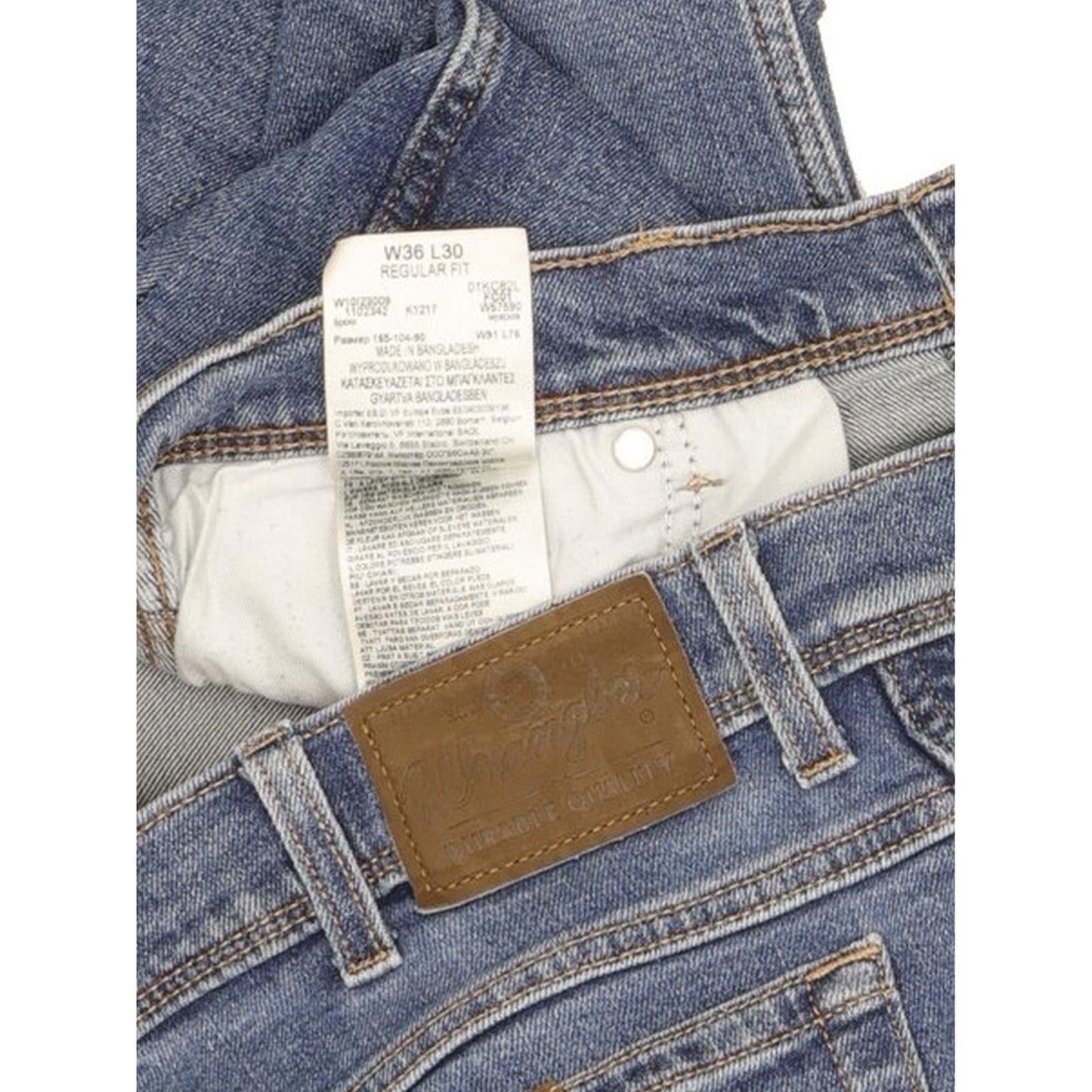 Wrangler Durable Quality Men Blue Straight Regular Stretch Jeans W36 L29