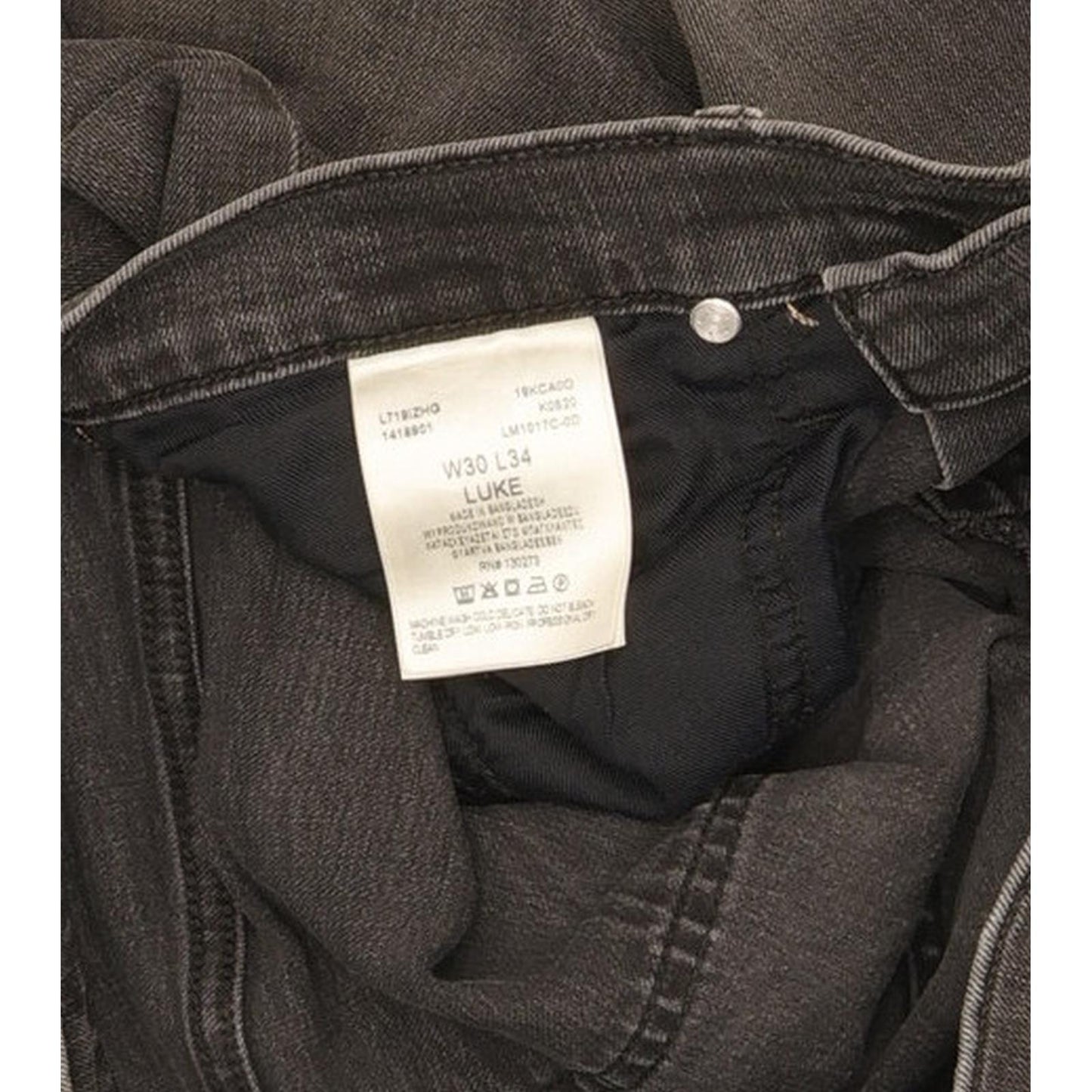 Lee Luke Men Charcoal Skinny Slim Stretch Jeans W30 L33