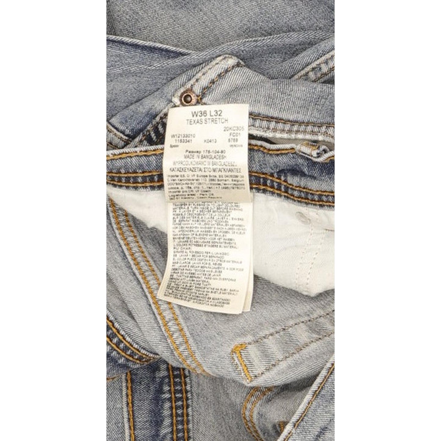 Wrangler Texas Men Blue Straight Regular Stretch Jeans W36 L30