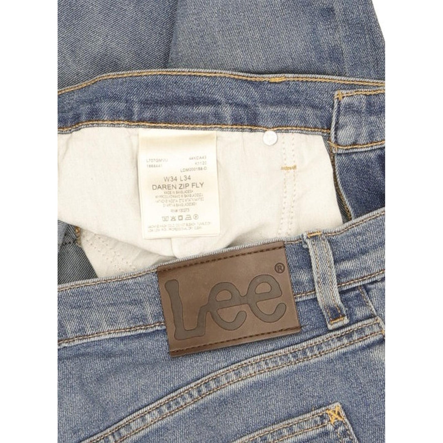 Lee Daren Men Blue Straight Slim Stretch Jeans W34 L34