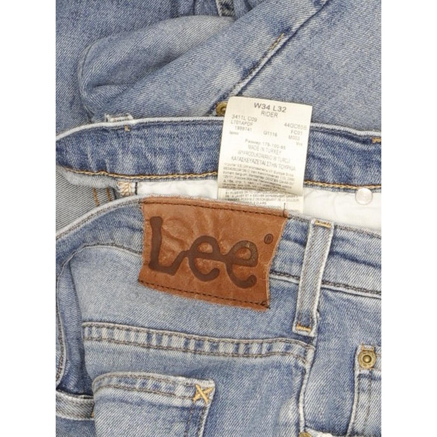 Lee Rider Men Blue Straight Regular Stretch Jeans W34 L32