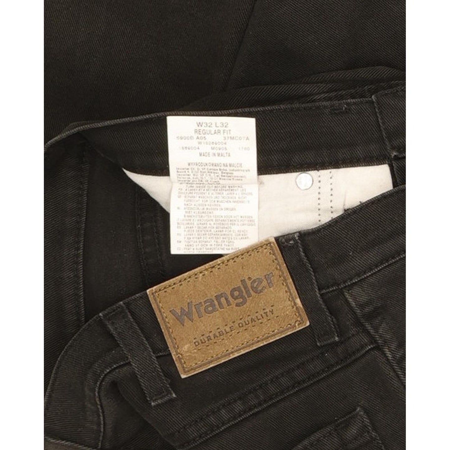 Wrangler Durable Quality Men Black Straight Regular Stretch Jeans W32 L32