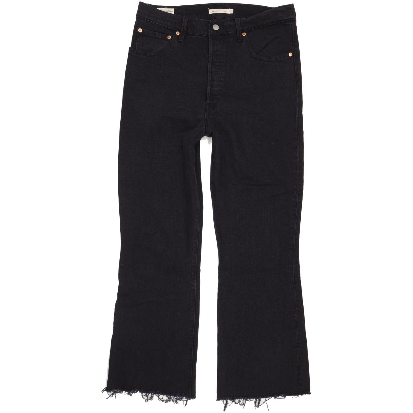 Levi's Ribcage Black Flared Slim Cropped Stretch Jeans High Waisted W31 L29