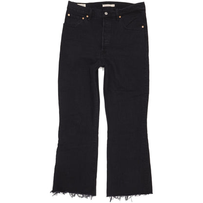 Levi's Ribcage Black Flared Slim Cropped Stretch Jeans High Waisted W31 L29