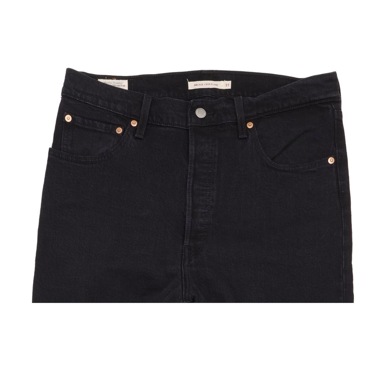 Levi's Ribcage Black Flared Slim Cropped Stretch Jeans High Waisted W31 L29