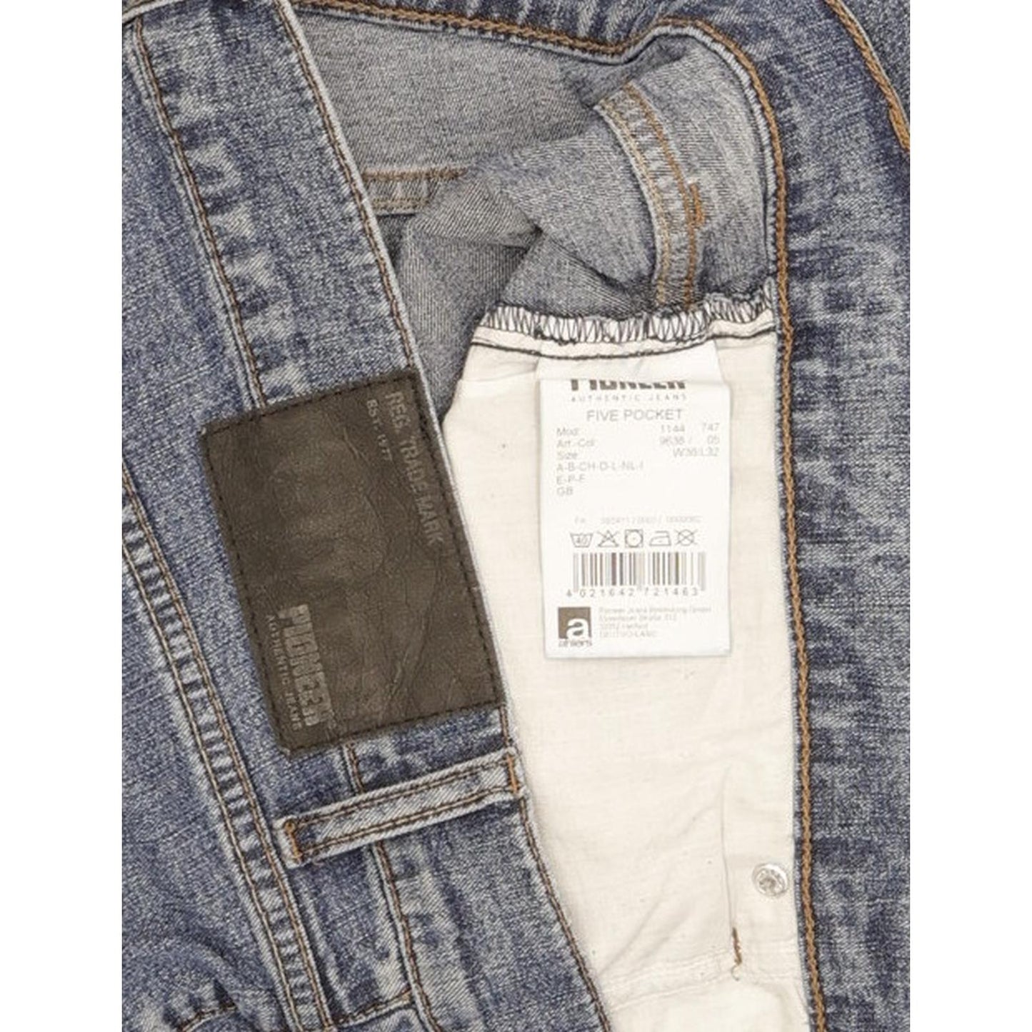 Pioneer Men Blue Straight Regular Stretch Jeans W38 L32