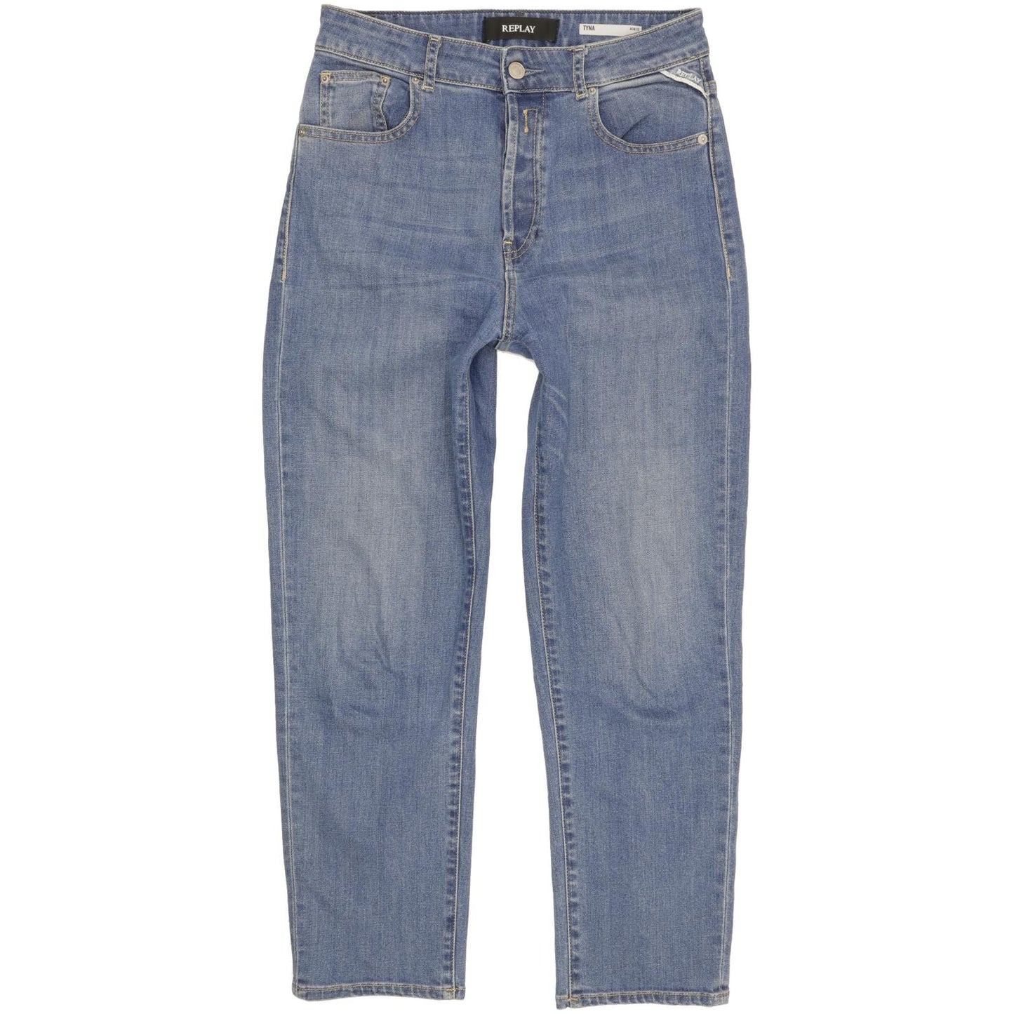 Replay Tyna Blue Straight Slim Mom Stretch Jeans High Waisted W28 L26